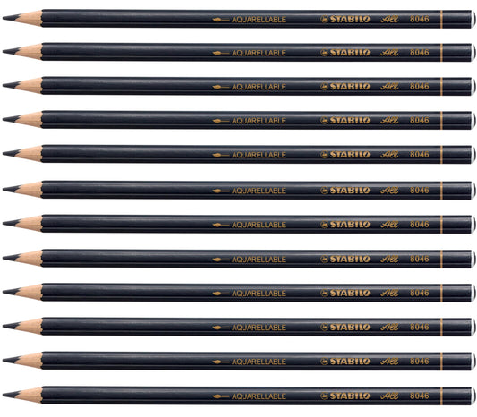 Stabilo 8406 All Coloured Pencil Crayons for Almost All Surfaces, 3.3 mm, Black, Pack of 12