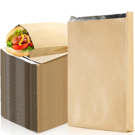 ZEAYEA 150 Large Foil Hamburger Wrappers, Grease Resistance Disposable Sandwich Bags, Aluminum Foil Hot Dog Sleeves, Foil BBQ Bags for Snack Bars, Food Truck, Take Out, Concession Stand