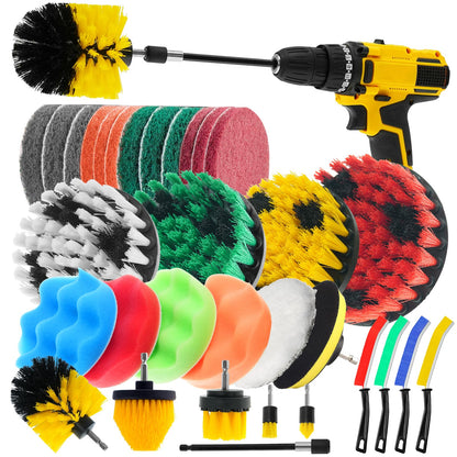 TOWBRUS 32 Pack Drill Brush Attachments for Cleaning, Crevice Cleaning Brush for Home, Bathroom, Car, Kitchen, Tight Corners, Stubborn Stains, Efficient Grime Removal, Ideal for Hard-to-Reach Areas