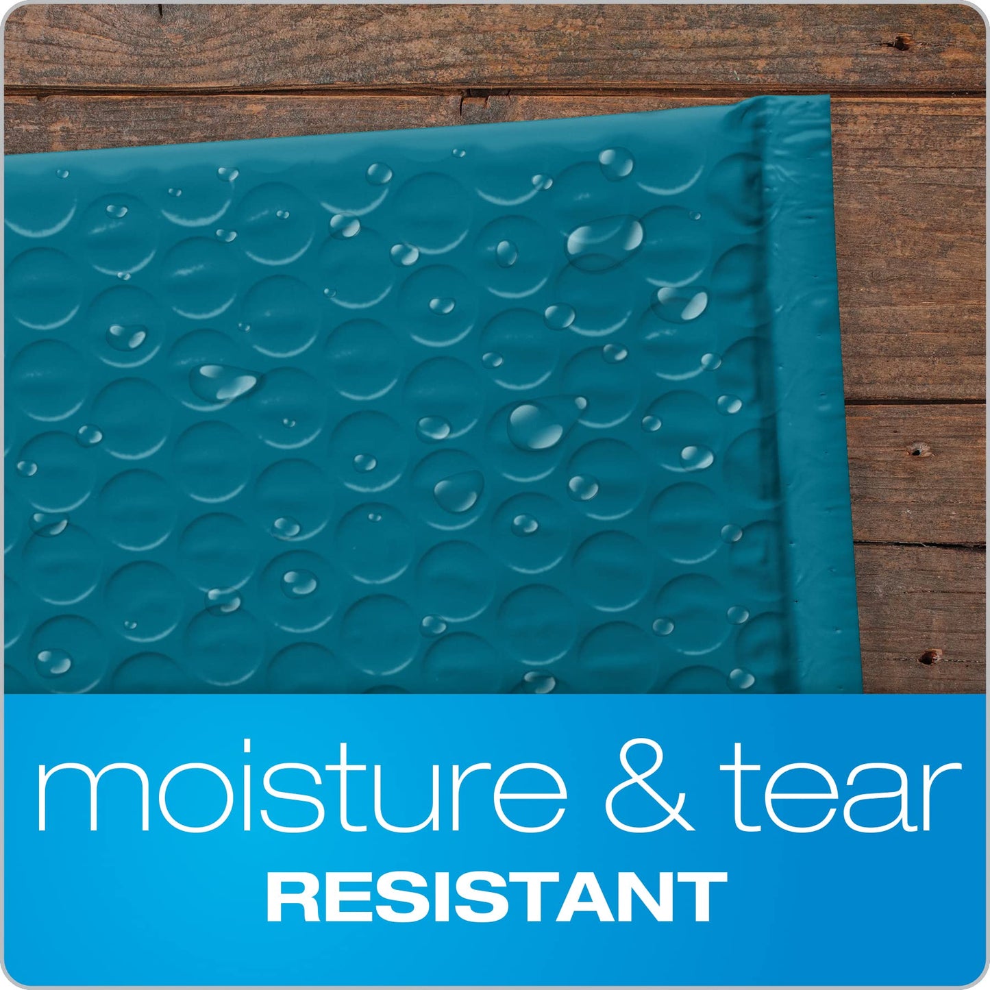 Quality Park Bubble Mailers, 6 x 9 Shipping Envelopes, Water Resistant Blue Poly Padded Envelopes, Redi-Strip Peel Off Closure, 50 Per Box (QUA85862)