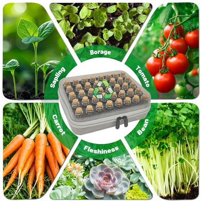 40 Slots Seed Storage Box,Garden Storage Organizer Box with Glass Storage Containers,Label Stickers,Seed Envelopes,Funnel for Various Sizes Vegetable and Flower Garden Seeds