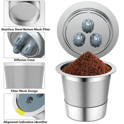 Stainless Steel Reusable K Cups Compatible with Ninja Dual Brew Coffee Maker,Upgrade2 Pack K Cups Reusable Coffee Pods,Permanent K Cups Coffee Filters Fit Ninja CFP201 CFP301 CFP400 (2Pack)