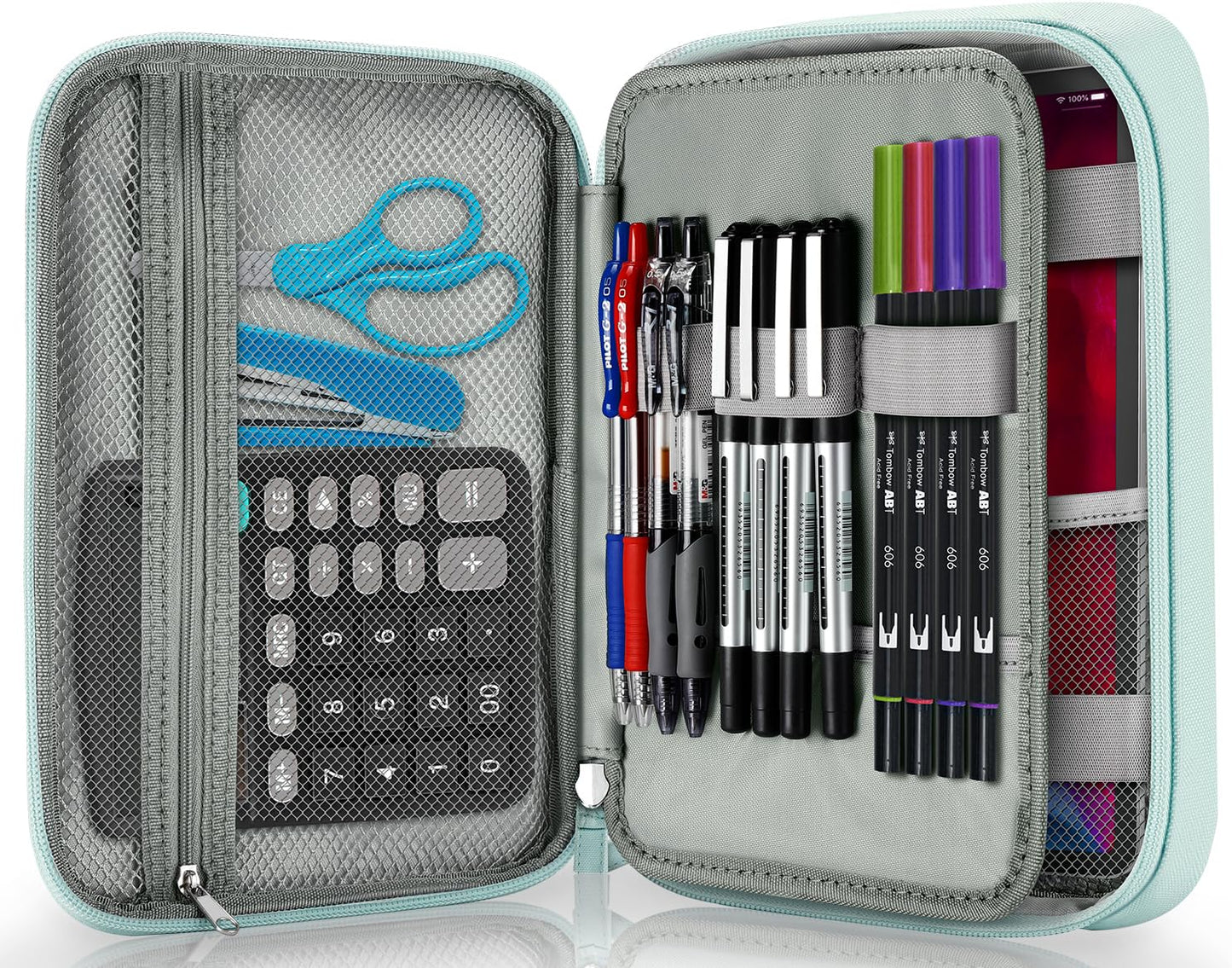 Zannaki Big Capacity Storage Pouch Marker Pen Pencil Case Simple Stationery Bag Holder for Bullet Journal Middle High School Office College Student Girl Women Adult Teen (Mintgreen)