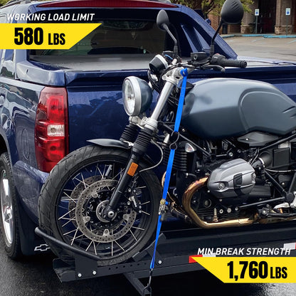 Stay There Ratchet Tie Down Straps 1'' x15', Ratchet Straps with S Hook - 1760lb Break Strength for Securing Motorcycle, Kayak, Truck with Rubber Handles, A Sturdy Bonus Bag & 4 Soft Loops Included