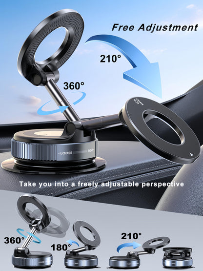 snanlen Upgraded 360° Vacuum Magnetic Phone Holder, Magnetic Car Phone Mount, Hands-Free Suction Cup Phone Holder for Car/Gym/Mirror/Shower, Car Mount Compatible with iPhone 17 Pro Max/Android
