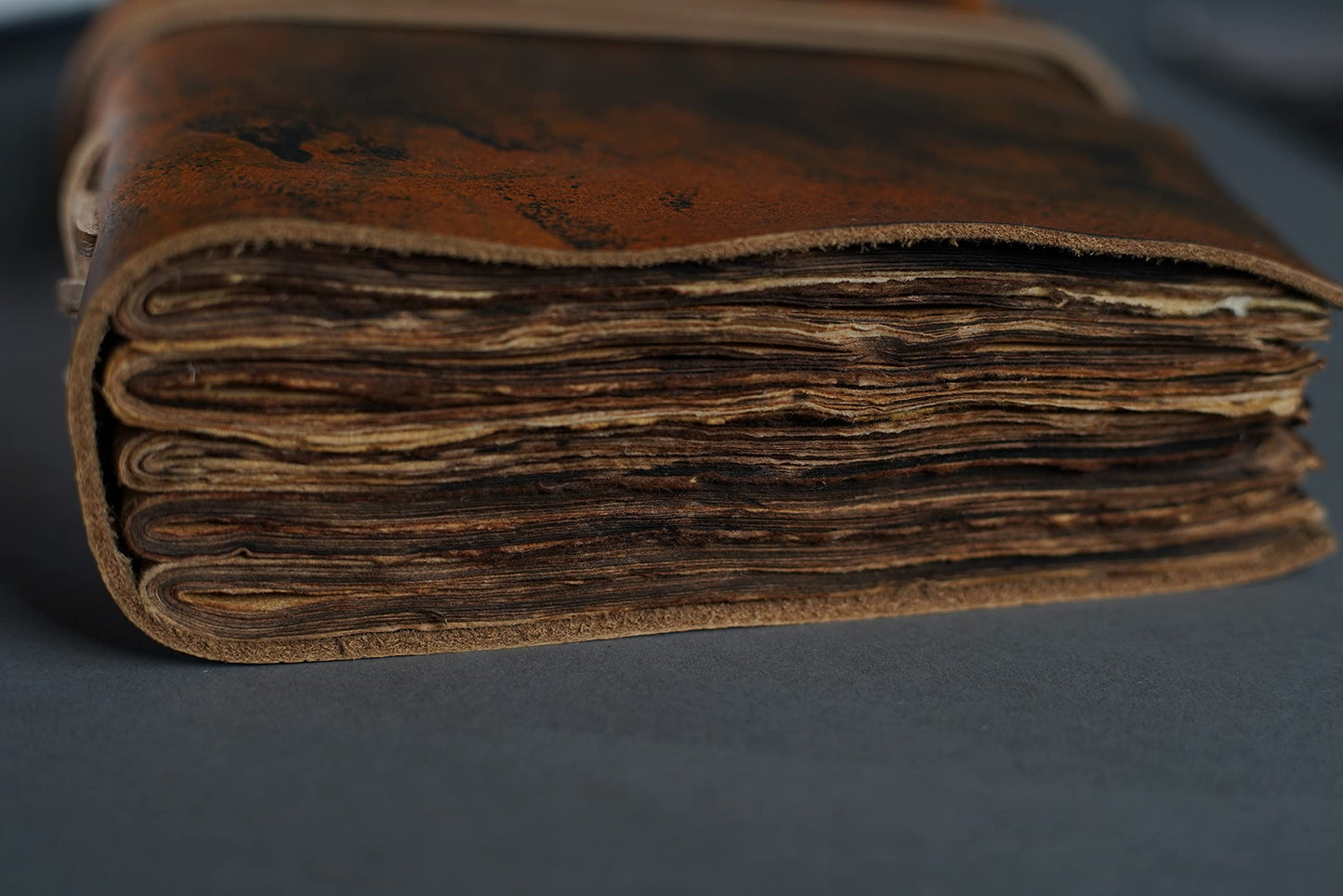 Wanderings Vintage Leather Journal with Burned Edge Paper - 6"x9" (15x23cm) - Rustic Antique Notebook Perfect for Writing a Book of Shadows Journal a Grimoire Sketching Drawing as a Diary