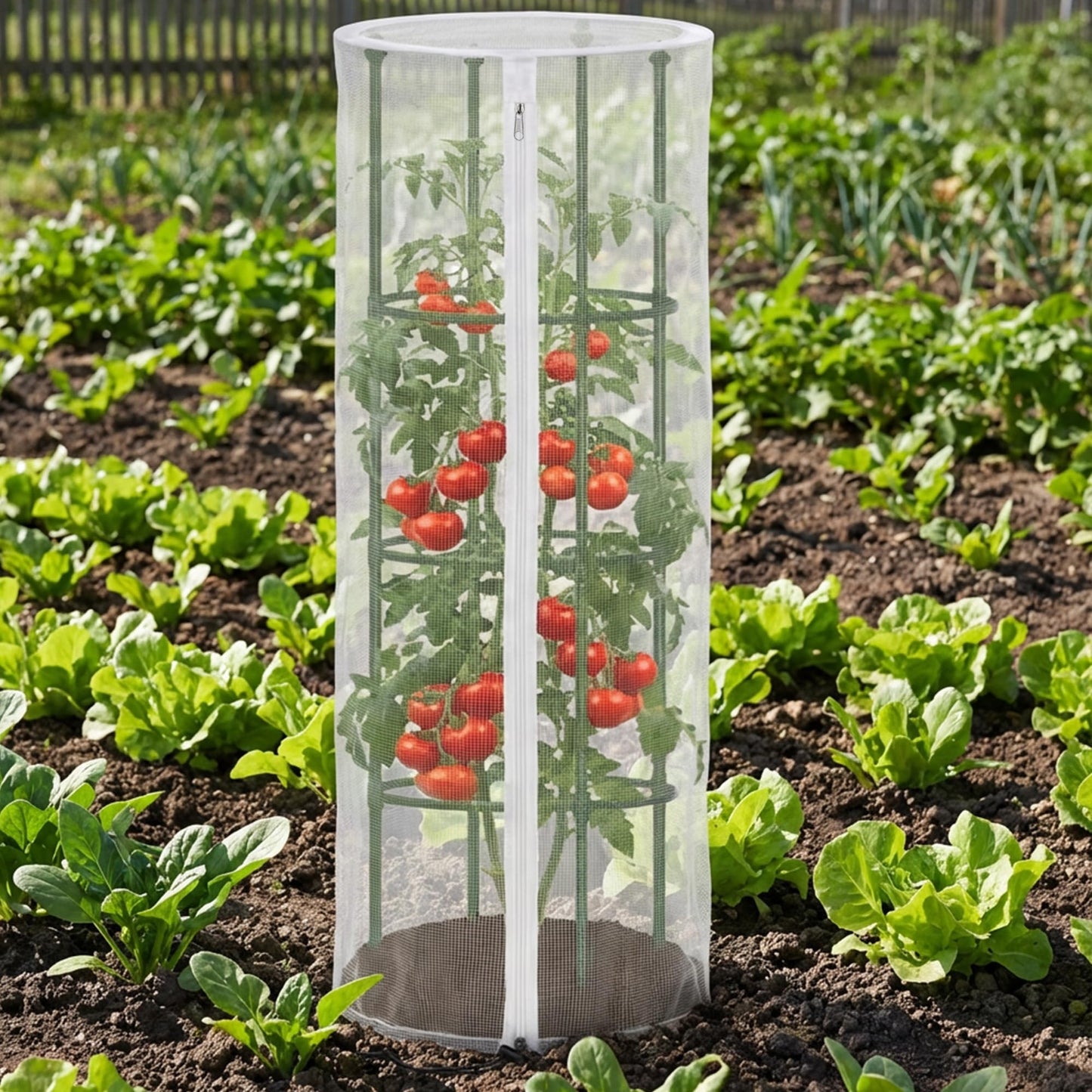 4 Pcs 59" x 18" Garden Bird Netting for Round Plant Cages - Tomato Cage Plants Protective Net Cover, Tomato Trellis Insect Barrier Mesh for Vertical Climbing Plants Fruits Flowers (Cage Not Included)