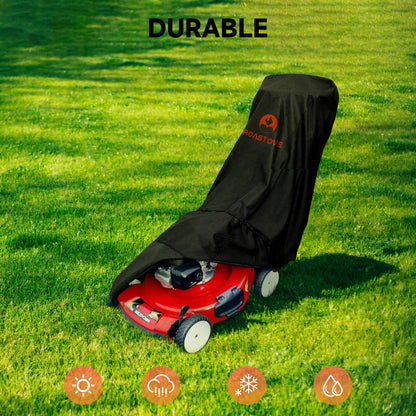 Roastove Black Outdoors Lawn Mower Cover - Heavy Duty 600D Polyester Oxford Waterproof, UV Protection Universal Fit with Drawstring