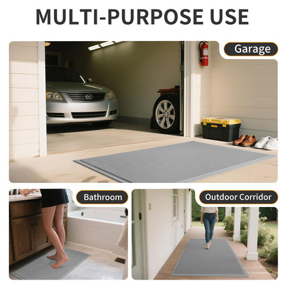 YDKGL Front Door Mat 20''x31'', Drainage Heavy Duty Dirt Trapping Non-Slip Doormats, Rubber Floor Mats, Restaurant Commercial Kitchen Industral Pool Entrance Bar Wet Area, Grey