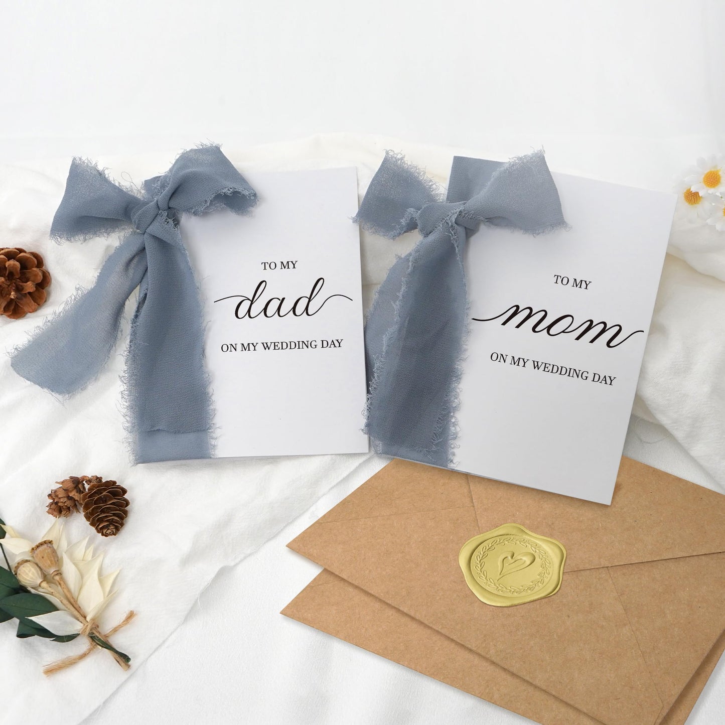 Set of 2 To My Dad and Mom on My Wedding Day Card – Thank You Gift from Bride and Groom, Heartfelt Parents Appreciation Card