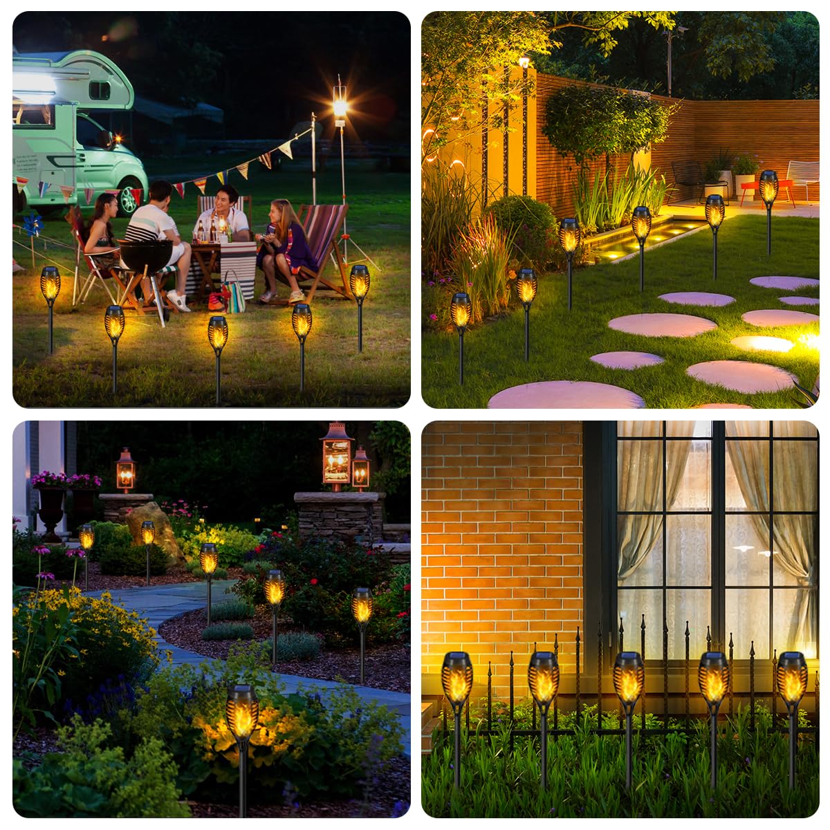Solar Torch Lights, 6 Pcs Solar Lights Outdoor Waterproof, Auto On/Off Outdoor Solar Lights with Flickering Flame for Garden, Lawn, Patio, Yard, Outdoor Decorations