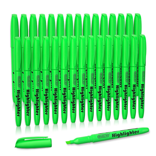 Shuttle Art Highlighters, 30 Pack Green Highlighters Bright Colors, Chisel Tip Dry-Quickly Non-Toxic Highlighter Markers for Adults Kids Highlighting in Home School Office