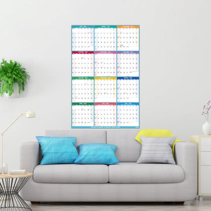 Yearly Wall Calendar 2025-2026 - Large Yearly Calendar Vertical, Jul 2025 - Jun 2026, 25.2" x 38.2" (Open), Calendar 2025-2026, Large Wall Calendar, Full Year Paper Calendar with Notes, Thicker Paper