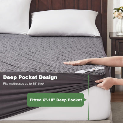 BEDLORE Queen Mattress Protector, Waterproof Mattress Cover Fitted 6-18 Inch Deep Pocket, Breathable and Noiseless Mattress Pad Machine Washable for Home, Bedroom, Hotel