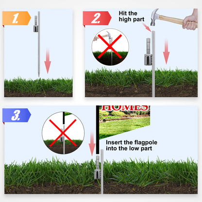 Anley 19.5-inch Ground Stake - Stainless Steel Spike with Sleeve Bearing - Fits Flutter Banner Flag Poles with a 0.65" Inner Diameter - Feather Flagpole and Flag not Included, Stake Only