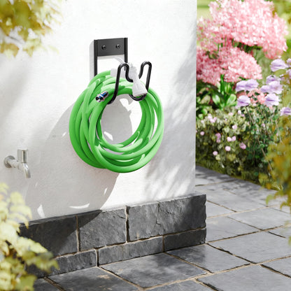 Black Metal Garden Hose Holder - Wall Mounted Water Hose Holder - Hose Hanger Heavy Duty for Water Hose Extension Cords Vacuum Hose