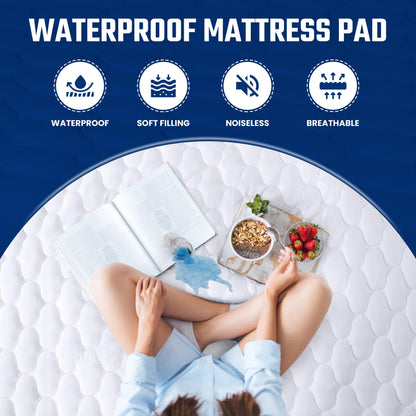 Utopia Bedding Waterproof Mattress Protector, Full/Double Mattress Pad, Quilted Fitted Cover Stretches up to 16 Inches Deep Pocket (White)