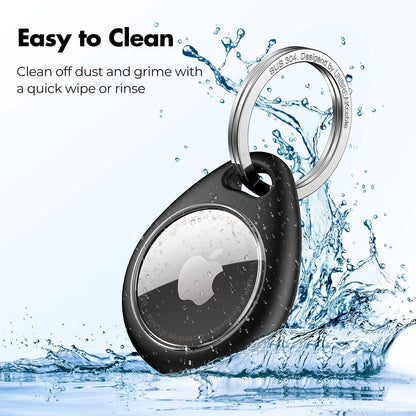 UNBREAKcable 4 Pack Ultra Secure Keychain Holder for Apple AirTag,Waterproof TPU Shell & Stainless Steel Ring [Durable Scratch-Resistant] [Easy Install] Protective Case for Key,Bag,Luggage,Pet Collar