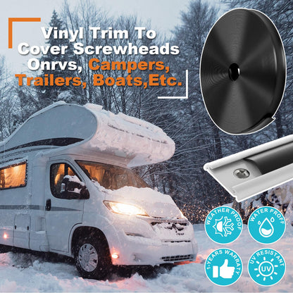 1" RV Vinyl Trim Insert 50 FT with 8 Screws, RV Corner Trim Molding Exterior,Screw Cover for RV Camper Travel Trailer,Black
