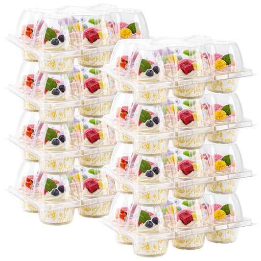 Valentines Gifts NPLUX 6 Count Cupcake Containers 30 Pack Cupcake Holders Clear Plastic Stackable Cupcake Boxes with Detachable Tall Dome Lids for 180 Cupcakes, BPA Free, Standard Size