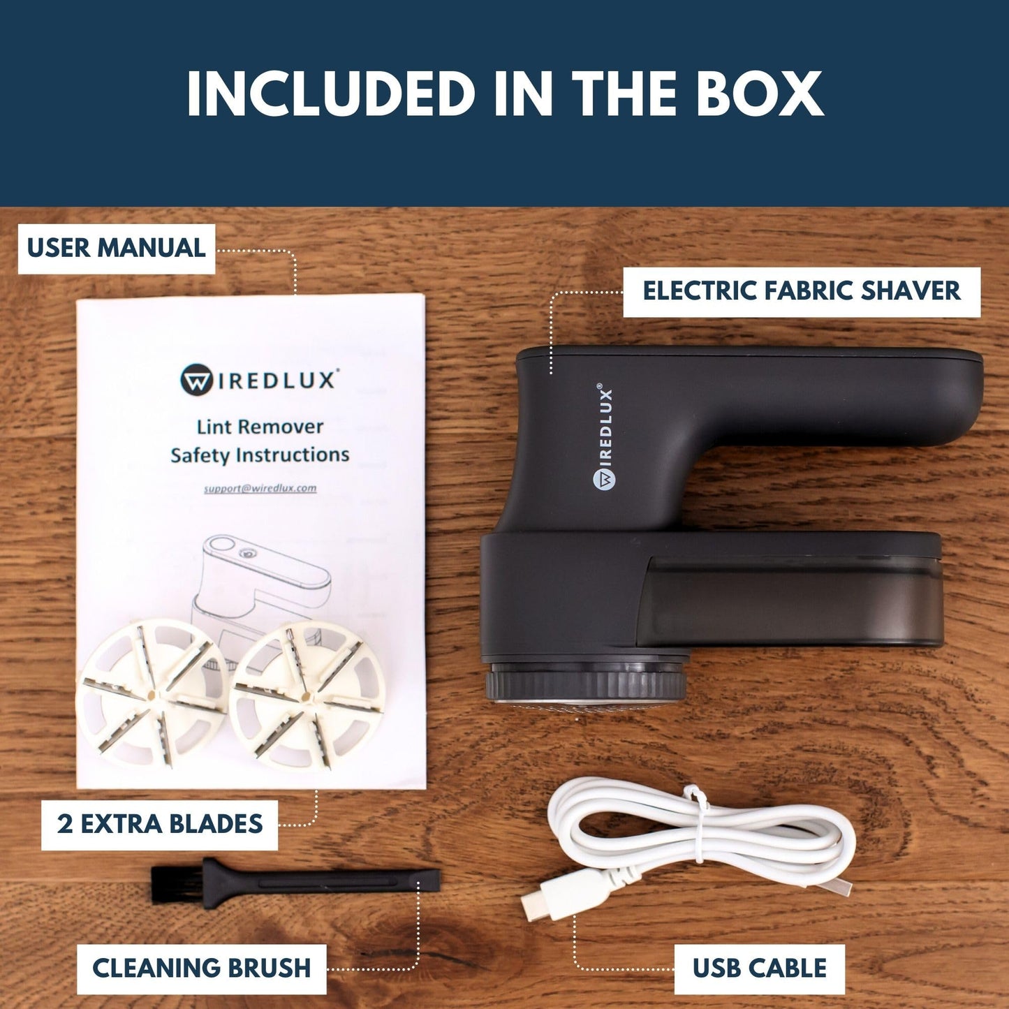 WiredLux Electric Fabric Shaver for Clothes - Rechargeable Lint & Pill Remover with 3 Speeds, LED Display, USB Charging - Portable Depiller with Dual Protection