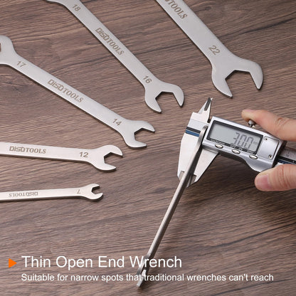 uxcell Thin Open End Wrench 30mm x 32mm Metric Sandblasting Plated 3cr13 Stainless Steel, Double Ended Slim Spanner for Household Maintenance and General Repairs