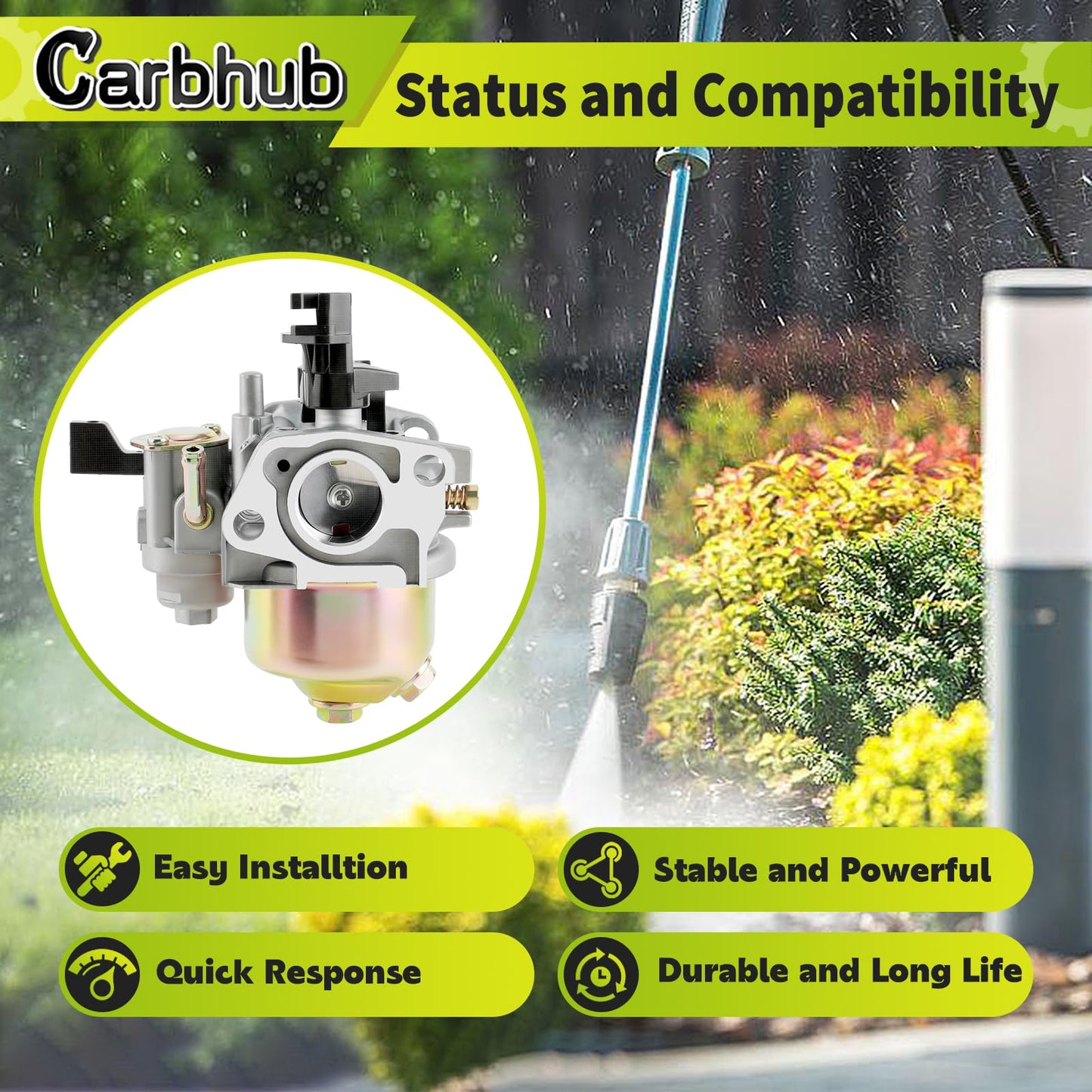 Carbhub GX160 Carburetor for Honda GX120 GX140 GX160 GX168 GX200 5HP 5.5HP 6.5HP Engine with Air Filter Spark Plug Fuel Filter Replaces 16100-ZH8-W61 16100-ZE1-814 16100-ZE1-825