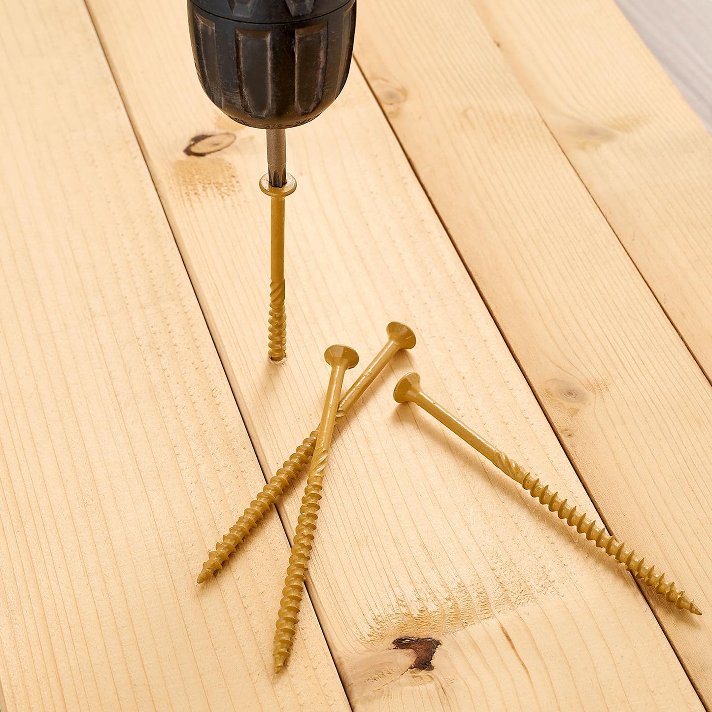 Aandxmok 150 PCS(3lb), #10 x 4 Deck Screws, Wood Screws 4 Inch, Rust Resistant, Star/Torx Drive Head, Self-Tapping Point, Dampening Knurled, Outdoor Wood Screws, T25 Star Bit Included