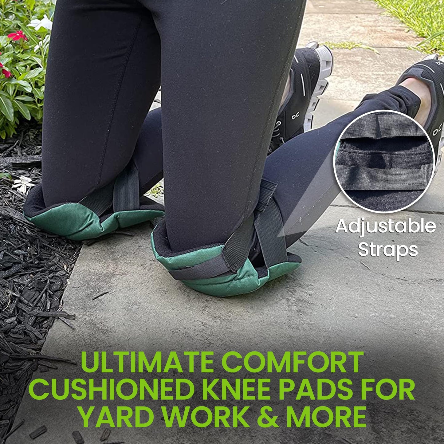 GARDEN GURU Cushioned Gardening Knee Pads with Adjustable Straps - Soft Inner Liner, Ultra Comfort Padding, Garden Kneelers for Yard Work, Cleaning, Household Chores, Roofing, and More