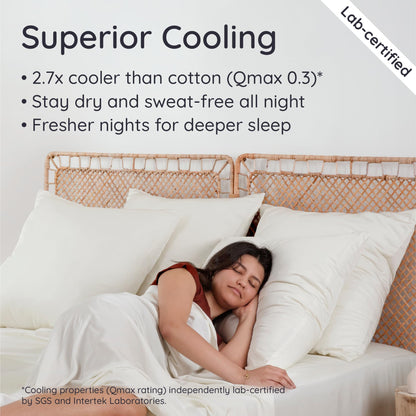 Bambaw 100% Viscose Derived from Bamboo Pillowcase Queen Size – Set of 2 Queen Cooling Pillow Cases for Hot Sleepers with Envelope Closure, Breathable & Super Soft Pillow Cases (Ivory)