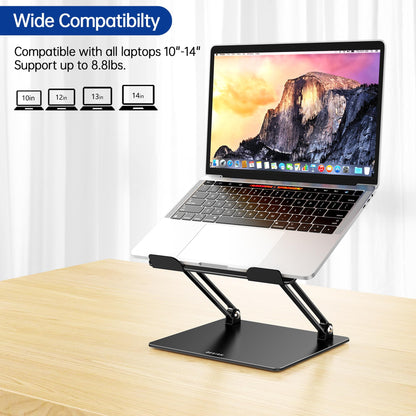 Besign LS10 Aluminum Laptop Stand, Ergonomic Adjustable Notebook Tablet Stand, Riser Holder Computer Stand Compatible with Air, Pro, Dell, HP, Lenovo More 10-14" Laptops (Black)