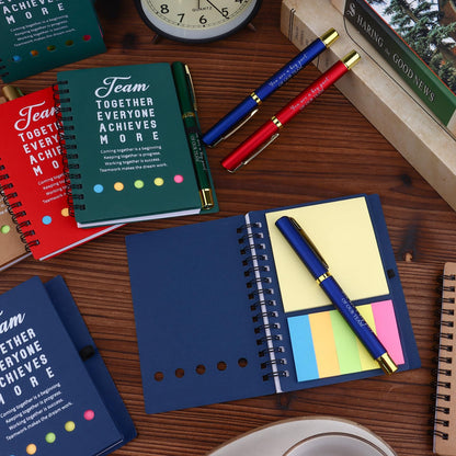 8 Set Team Gifts Employee Appreciation Gift Bulk Inspirational Team Spiral Notebooks with Sticky Notes Motivational Ballpoint Pens Thank You Gifts for Coworker Staff Teacher Christmas School Office