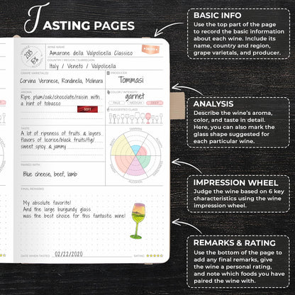 Clever Fox Wine Journal for Wine Tasting – Guided Wine Diary & Log Book with Tasting Instructions, Aroma Wheel, Food Pairing & Glass Guide – 132 Entries, Hardcover, A5 Size (Seashell)