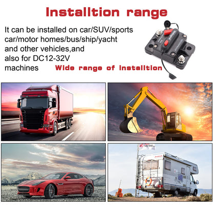 30 Amp Automotive Marine Circuit Breaker with Manual Reset Surface-Mount for Trolling Boat Motor Battery Thermal 12V-48V DC Waterproof