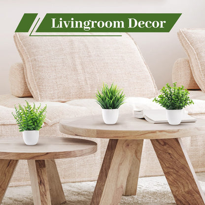 Der Rose Fake Plants 4 Packs Artificial Plants Small Faux Plants in White Pot for Bathroom Home Office Table Decor Indoor