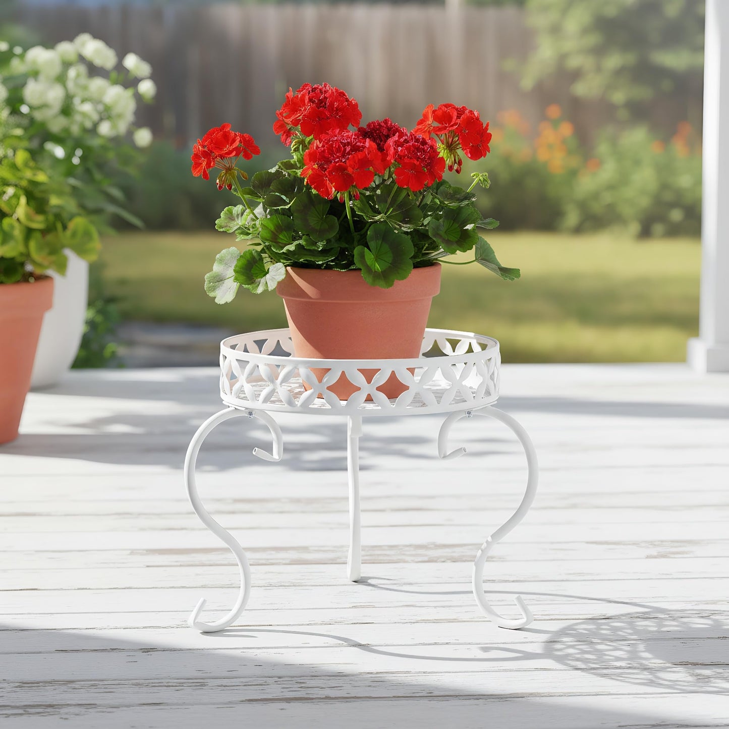 TOPZEA 2 Pack Metal Round Plant Stand, Rustproof Iron Flower Pot Holder Support, Heavy Duty Single Plant Pedestal Modern Potted Display Rack for Indoor Outdoor, Kitchen, Home, Bedroom, Patio, Balcony