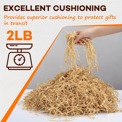 RowinsyDD 2LB Kraft Crinkle Paper Filler, Shredded Paper for Gift Baskets, Packing, Shipping & Lining Delicate Items