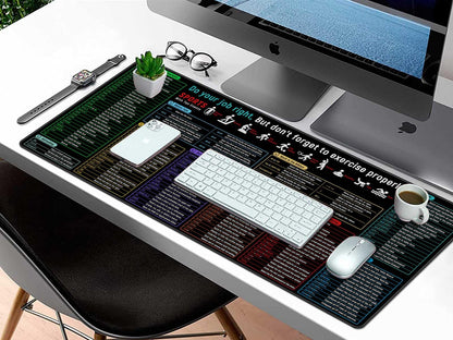 Rinaze Large Mouse Pad with Excel Shortcuts Cheat Sheet Desk Pad, Excel Tips Desk Mat, XXL Gaming Mousepad Keyboard Pad, Office Desk Accessories for Computer, Mac, PC and Laptop