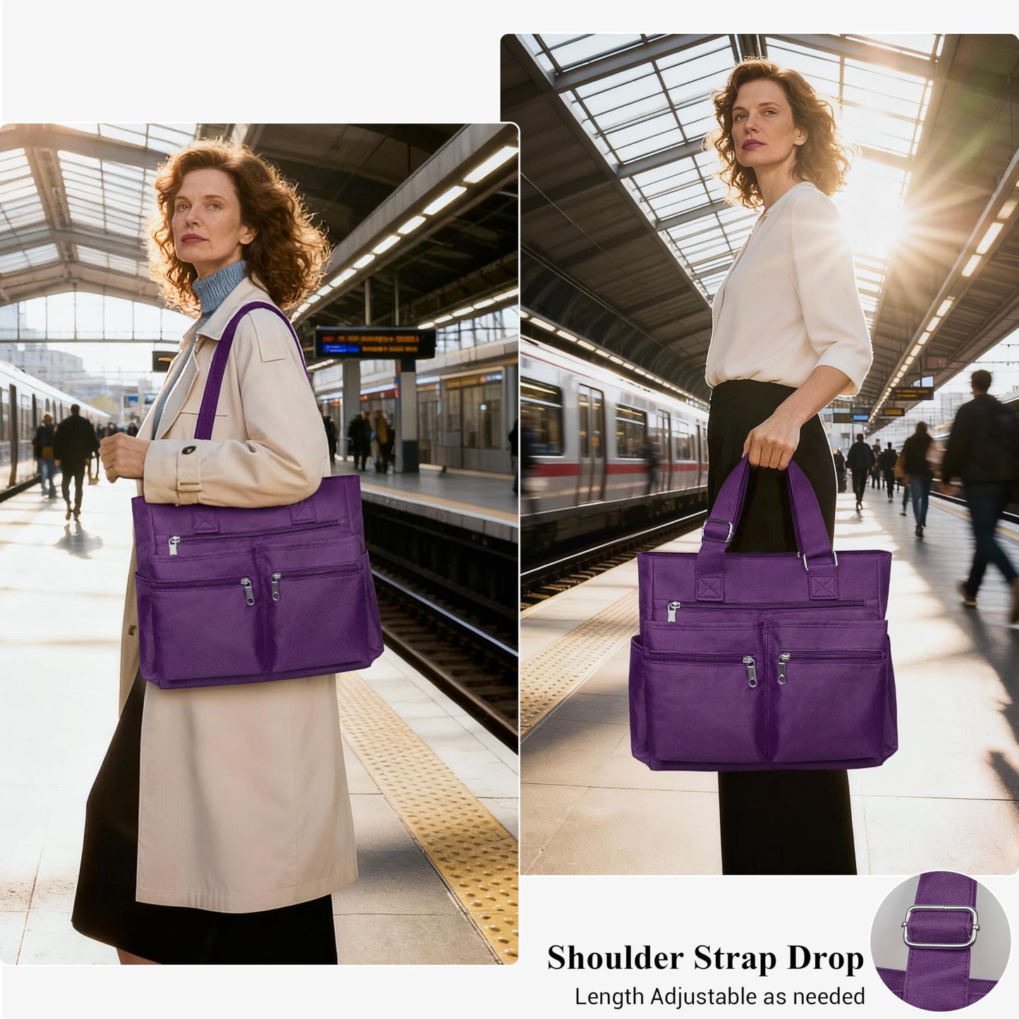 Canvas Tote Bag Waterproof Nylon Multi Pocket Shoulder Bags Laptop Work Bag Teacher Purse and Handbags for Women & Men
