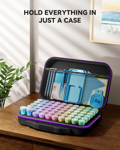 ARTDOT 60 Slots Diamond Painting Storage Containers Kits for Adults, Portable Peinture Diamant Rangement with Diamond Art Accessories and Tools