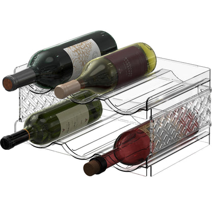 Simple Houseware Stackable 2-Tier Water Bottle Rack, Holds 6 Bottles, Fits Stanley 40 oz, Tumbler Organizer for Cabinet and Cupboard, Clear