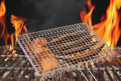 RTT Grill Basket Extra Large, Grill Accessories for Outdoor Grill, Fish & Veggie Grill Basket, Stainless Steel, Rectangular, Silver