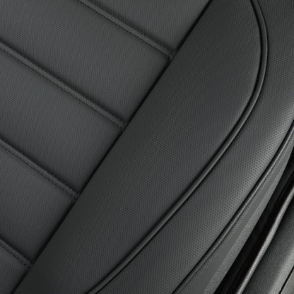 Vankerful Leather Front Car Seat Covers,Bottom Seat Covers for Cars,Driver Car Seat Cushion Cover,Waterproof,Anti-Slip,Full Wrap,for Most Vehicles,Sedan,Truck,SUV (Black, 1 PC, Parallel)
