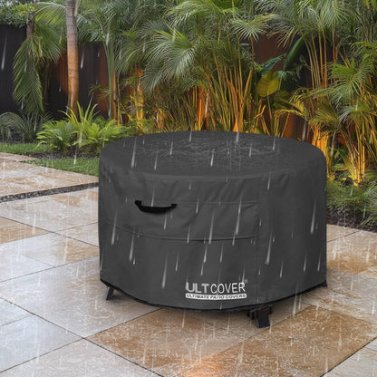 ULTCOVER Patio Fire Pit Table Cover Round 32 inch Outdoor Waterproof Fire Bowl Cover, Black