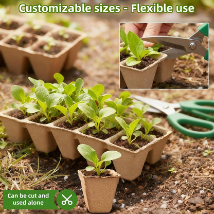 400 Cells Seed Starter Tray 40 Pack, Peat Pot Organic Biodegradable Seedling Pots Germination Trays with 100 Plant Labels for Vegetable Flower, Herbs, Indoor Outdoor Garden