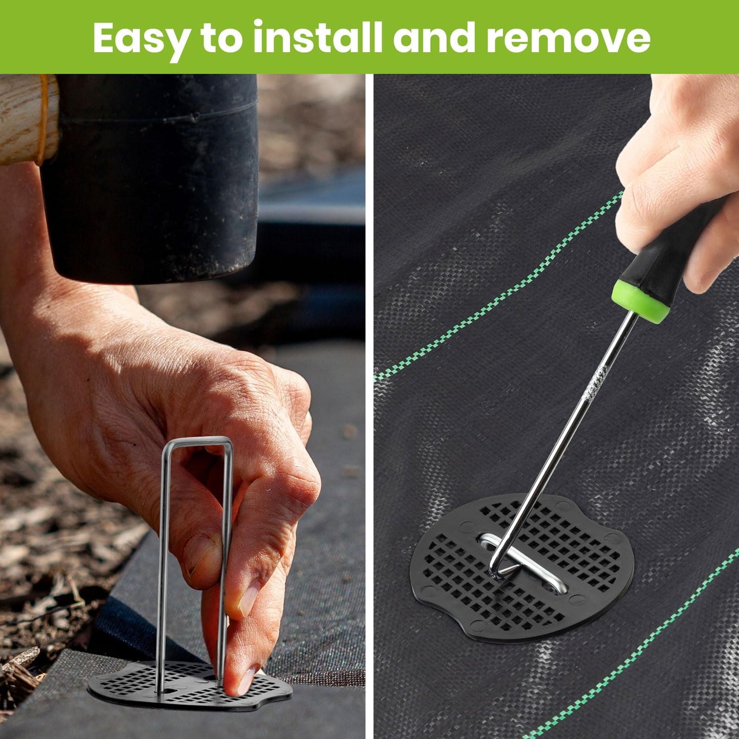 Velway 100 Weed Control Membrane Pegs + 100 Buffer Washer, 6"/150mm Weed Mat Pegs, Metal Garden Landscape Staples Artificial Grass Pins Ground Cover Mossing Fabric Artificial Barrier Pegs Assesories