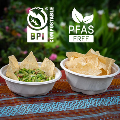 25 oz Compostable Bagasse Bowls 50 Pack – Extra Thick Biodegradable | Eco-Friendly, PFAS-Free, Microwave & Freezer Safe Disposable Bowls for Hot & Cold Food, Takeout, Catering (Diamond Pattern)