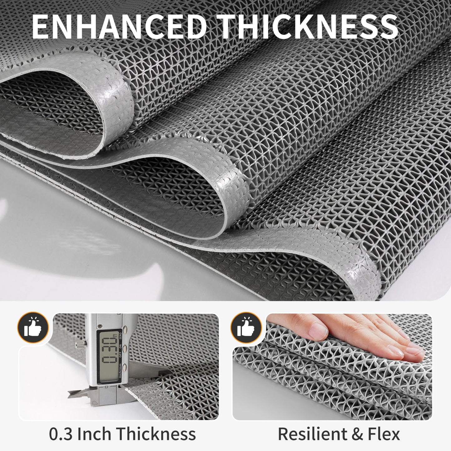 YDKGL Front Door Mat 20''x31'', Drainage Heavy Duty Dirt Trapping Non-Slip Doormats, Rubber Floor Mats, Restaurant Commercial Kitchen Industral Pool Entrance Bar Wet Area, Grey