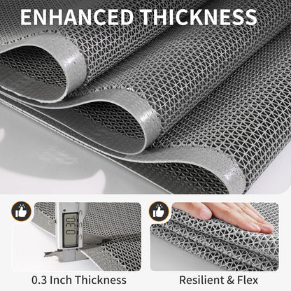 YDKGL Front Door Mat 20''x31'', Drainage Heavy Duty Dirt Trapping Non-Slip Doormats, Rubber Floor Mats, Restaurant Commercial Kitchen Industral Pool Entrance Bar Wet Area, Grey