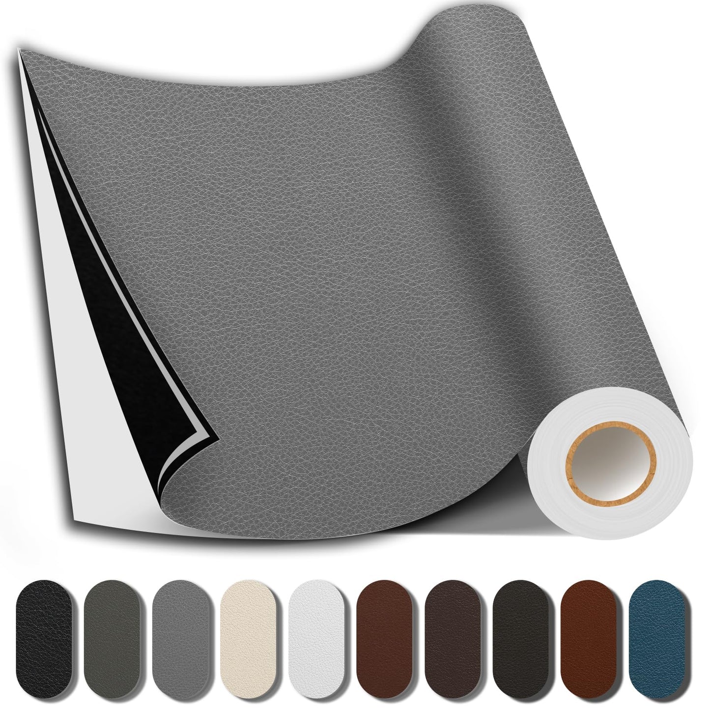 Shagoom Leather Repair Kit, 17X79 inch Self Adhesive Leather Patch Waterproof, DIY Large Vinyl Patches for Couches, Furniture, Kitchen Cabinets, Wall （Gray, 17X79 inch）